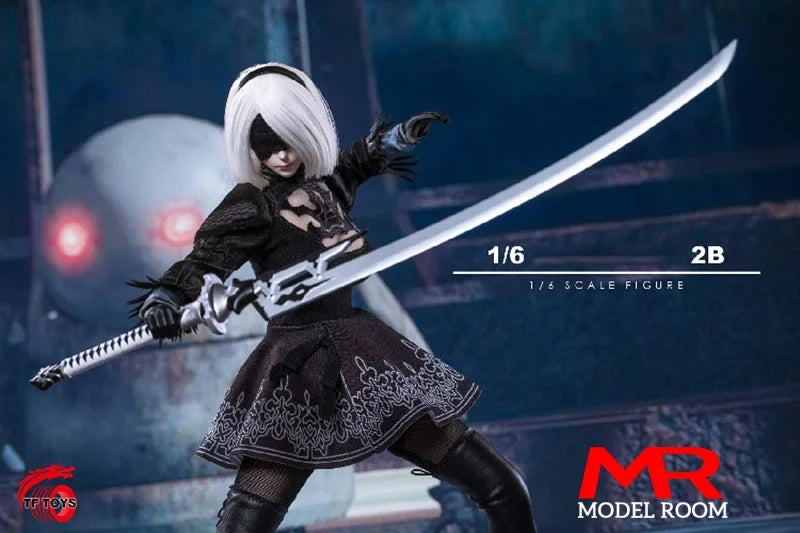 TF TOYS TF01 1/6 Scale 2B Girl Dress Head Sculpt Cosplay Clothes Props Fit 12'' TBL S10D Female Soldier Action Figure Body Dolls