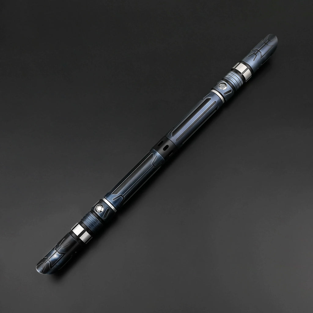 TXQSABER Neo Pixel Lightsaber Double Blade Spinning Sword RGB with Removable Blade Metal Hilt Weathered Blaster Toys Saber Staff