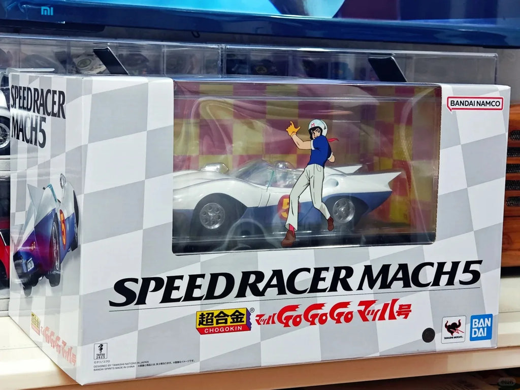 Original Bandai In Stock Speed Racer Mach5 Go.Go.Go Alloy Chogokin Ornaments Animation Character Model Toy Collection Gifts