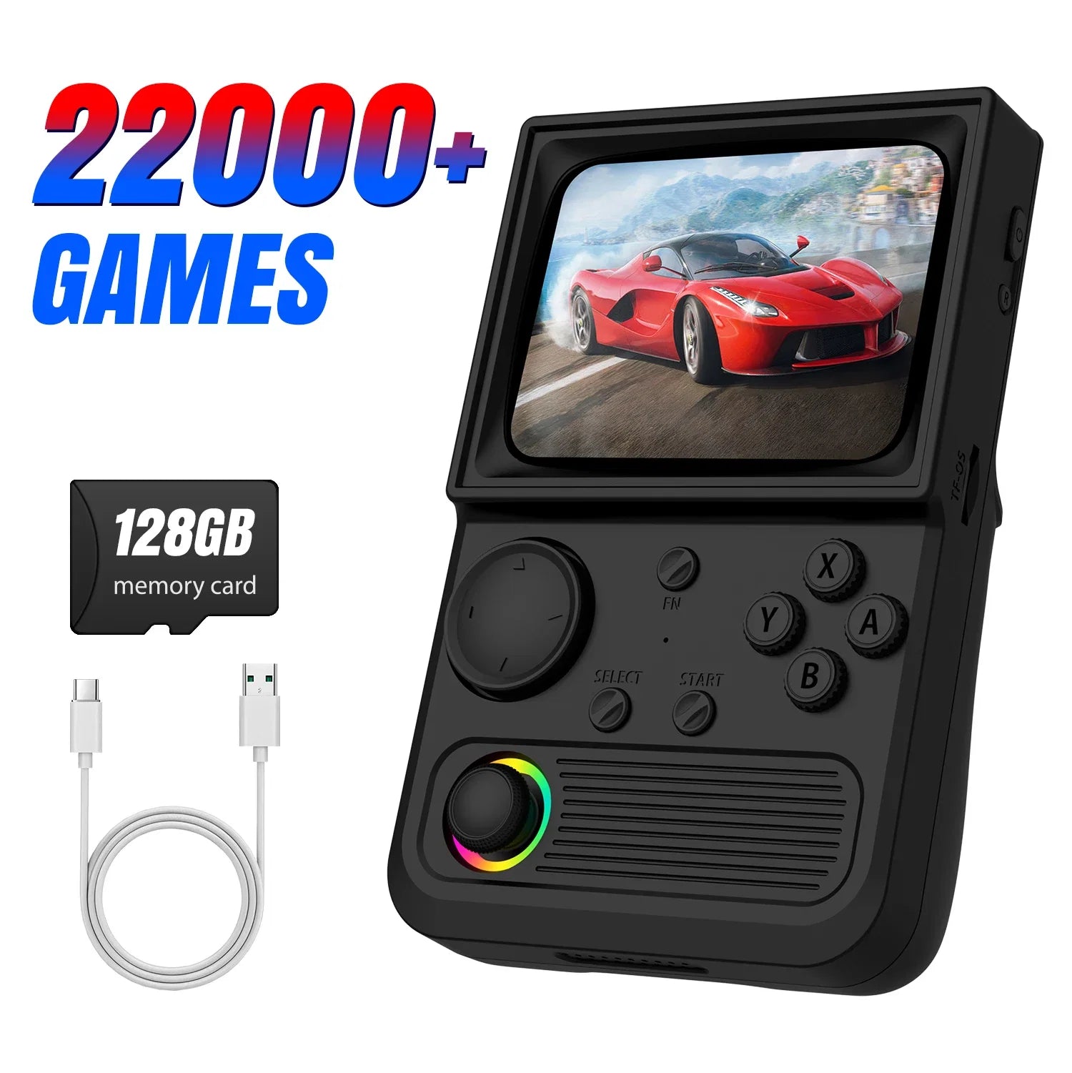 R36T New Retro Handheld Game Console 3.5 Inch IPS Screen 27+Emulators 18000+ Classic Games Portable Pocket Video Game Console