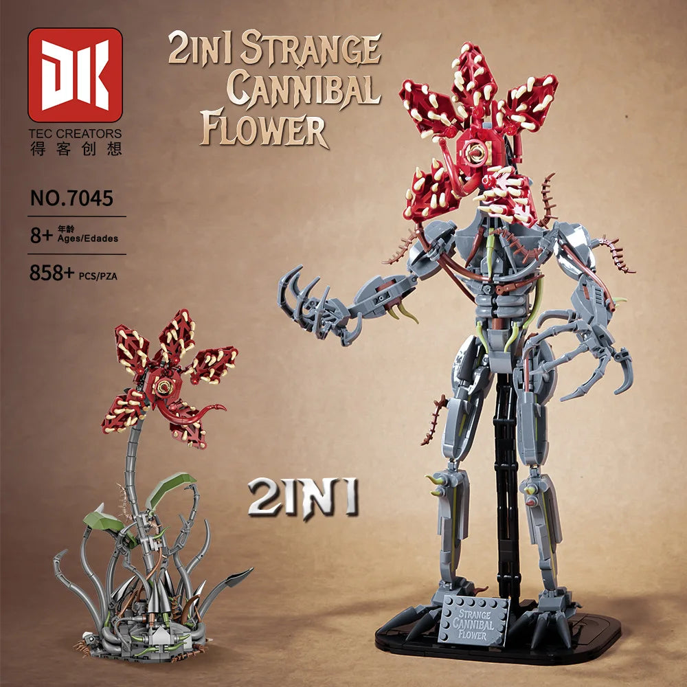 Horror Movie Stranger Chomper Figure Orchid Monsters Model Building Block Sets Toys Collector's Figure for Kids Halloween Gift