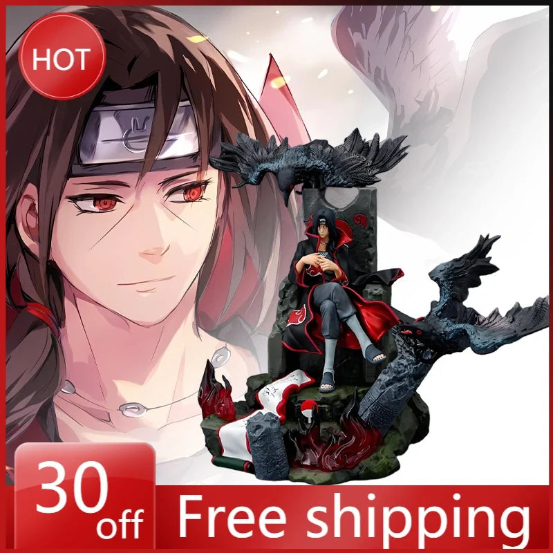 Naruto Uchiha Itachi GK Super Large Throne Anime Figure Action Comic PVC Model 22cm Desktop Ornament Sasuke Christmas Gift Toys