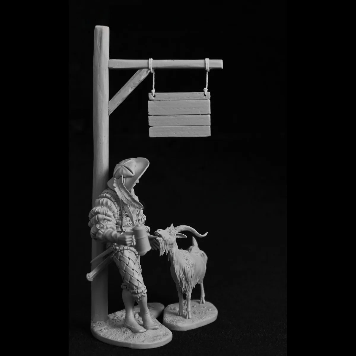 75mm resin figure unpainted model kit, Mercenary and Goat, Survivors in Battle Unassembled and Unpainted GK