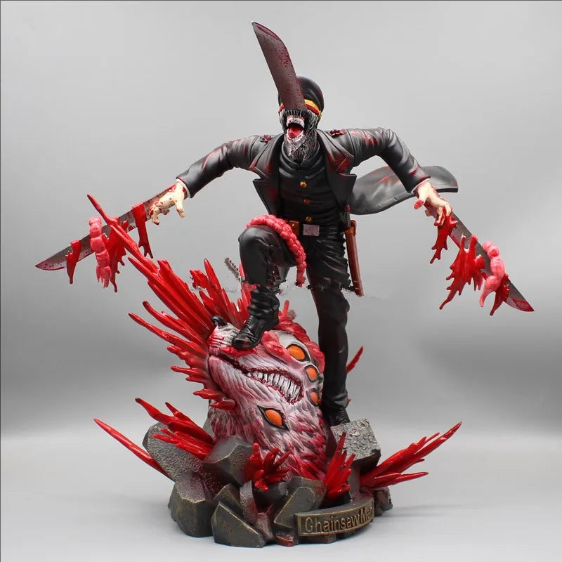 Anime Chainsaw Man Denji Figures VS Samurai Sword Action Figures 35cm PVC Figurine Model Collection Toys for Children Doll Gifts