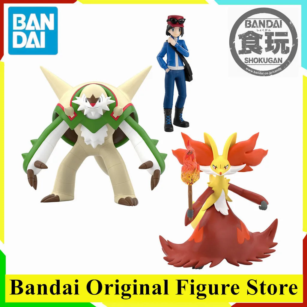 Original BANDAI Shokugan Anime Pokemon Scale World Calme Mahoxy Brigarron Pocket Monsters Action Figure Toys PVC Model Dolll