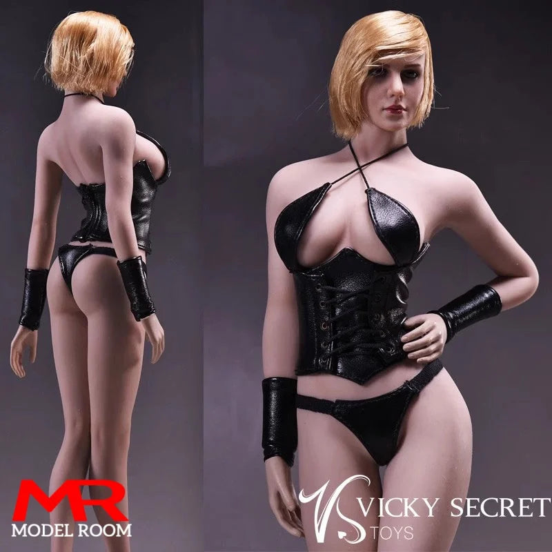 VStoys 17XG07 1/6 Scale Sexy Leather Underwear Corset Underpants Clothes Set Model Fit 12" Female Soldier Action Figure Body