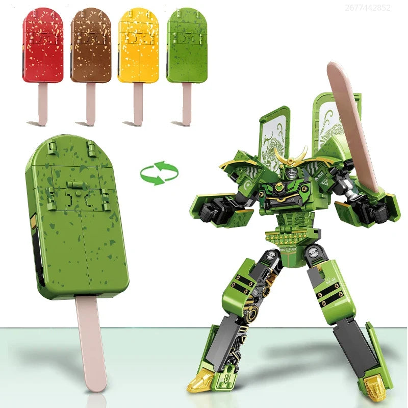 Transforming Toy Ice Cream Warrior Model Boy Educational Toy Children's Robot Warrior Ice Cream Pretend Play