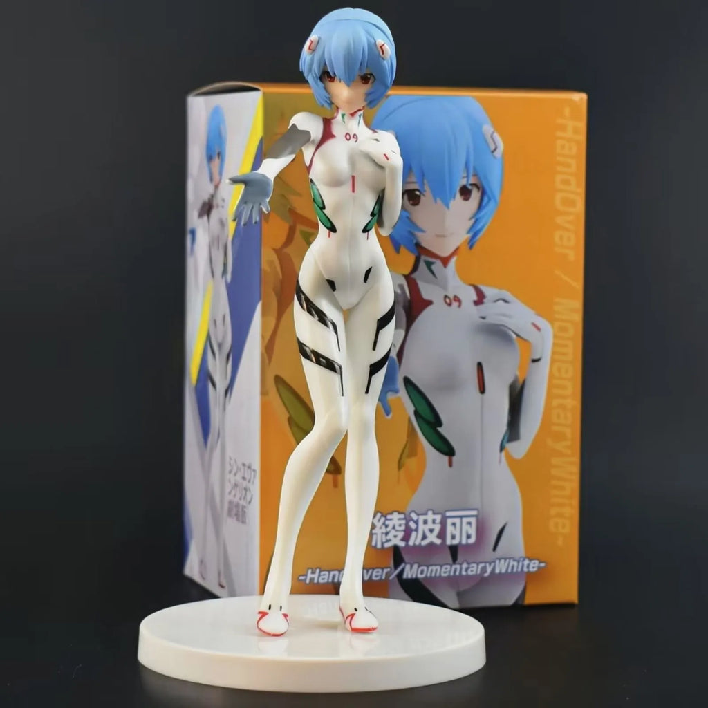 20CM Anime EVA Ayanami Rei Figure Short Hair Battle Suit Dress Up Model Toy Gift Collection Action Figure PVC Gift Boxed