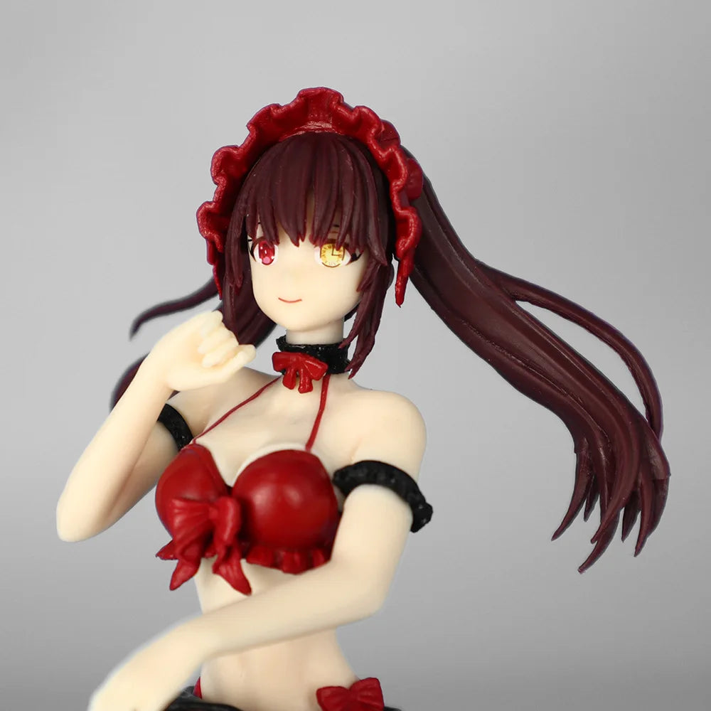 Anime Tokisaki Kurumi Figure Sitting pose Action Figure Swimsuit Style Model Desktop Ornaments Collection Child toy Gifts 16cm