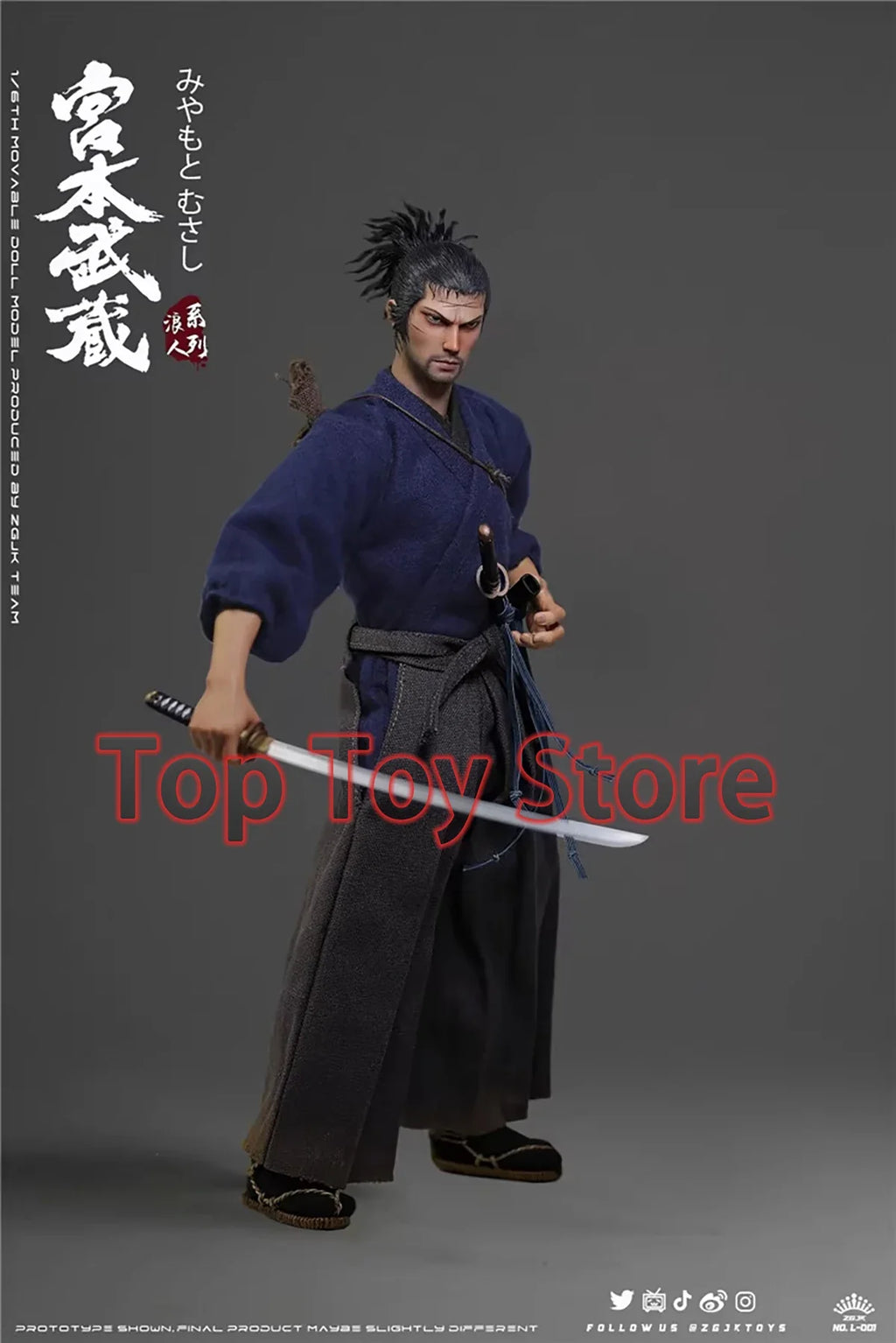 Zgjktoys L-001 1/6 Scale Male Soldier Martial Arts Japanese Samurai Miyamoto Musashi Full Set 12" Action Figure Model