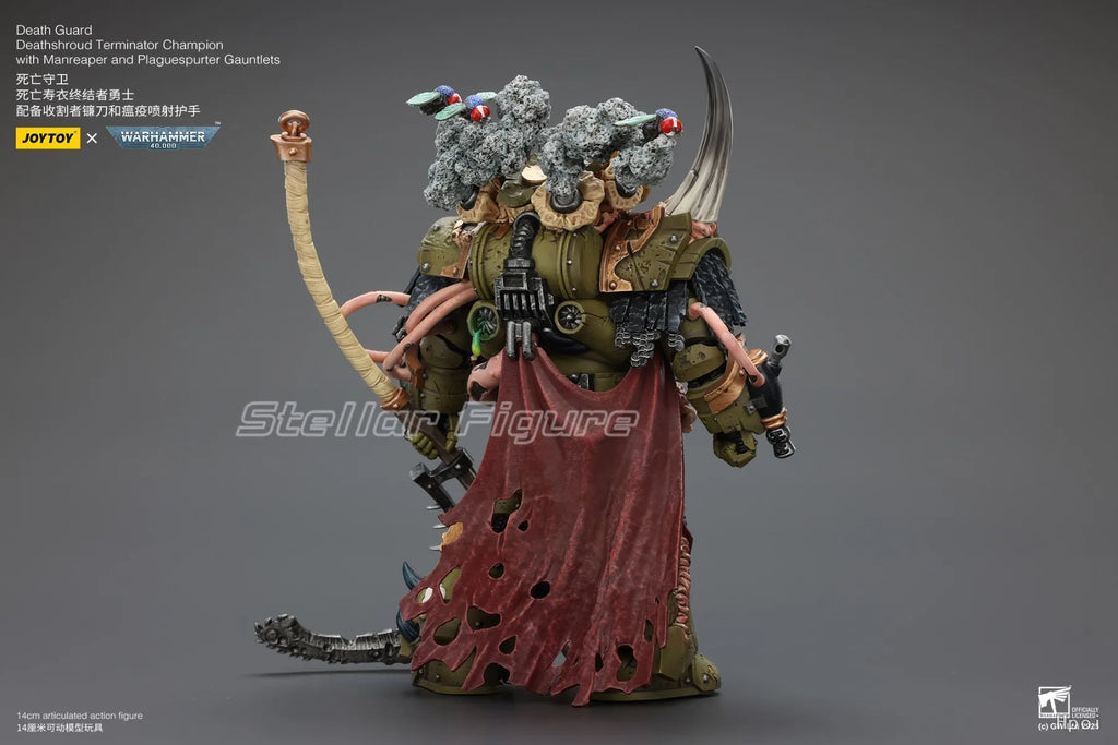 【SF】JOYTOY Warhammer 40K 1/18 Action Figure Death Guard Deathshroud Terminator Champion with Manreaper and Plaguespurter Gauntle