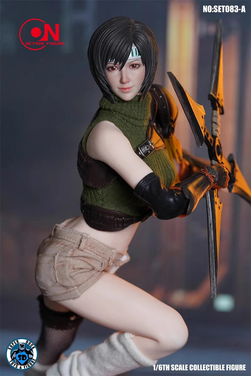 SUPER DUCK SET083 1/6 FF7 Yuffie Head Sculpt Costume Clothes Model Fit 12'' TBL PH S16A S18A Female Action Figure Body
