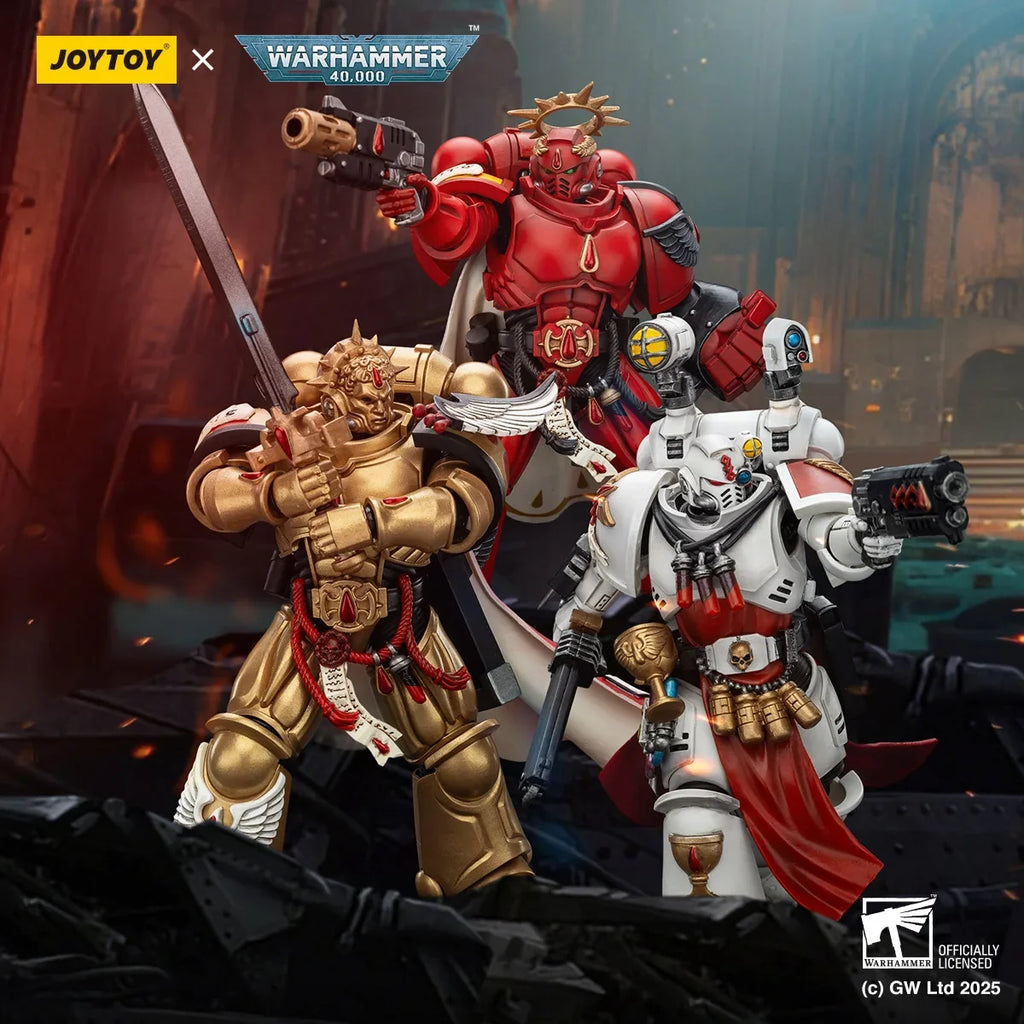 JOYTOY Warhammer 40K Action Figures Blood Angel Sanguinary Priest with Heavy Bolt Pistol Chainsword and Narthecium Power Fist