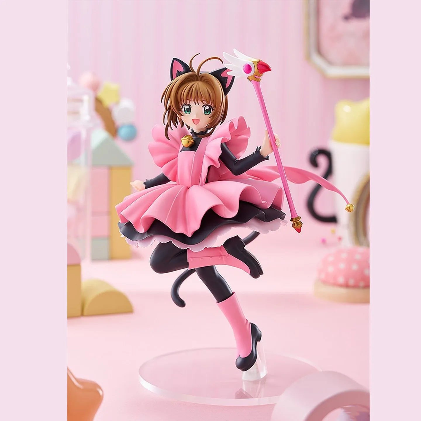 Original POP UP PARADE Cardcaptor Sakura Clow Card Arc Sakura Kinomoto Black Cat Costume Ver. L Size PVC Model Action Figure Toy