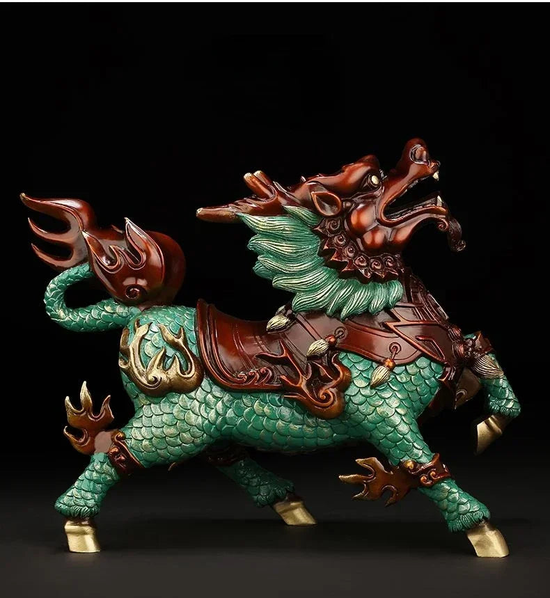 Lucky Copper Animal Unicorn Ornaments Attract Wealth Living Room TV Cabinet Decor