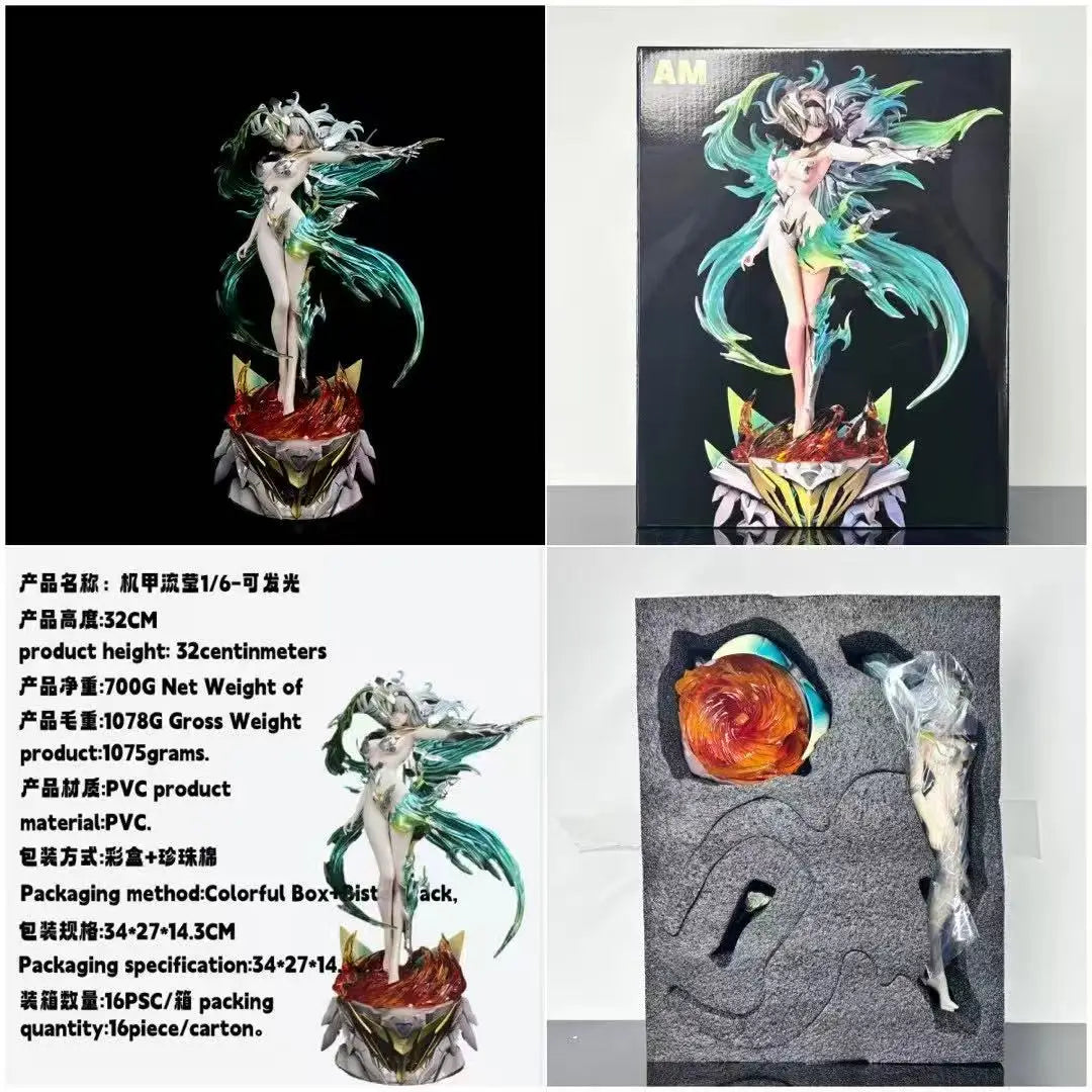 Anime Girl Bishoujo Action Figure Luminous Neon Butterfly Design Collectible Model Two-Dimensional Statue Decoration