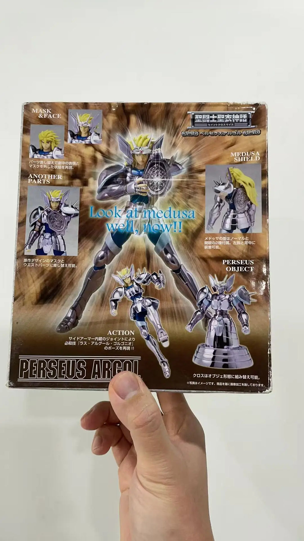 Original Bandai Model Saint Seiya Perseus Argor Persus Argol Sliver Saint Cloth Myth Metal Armor Medusa Shield Action Figure toy