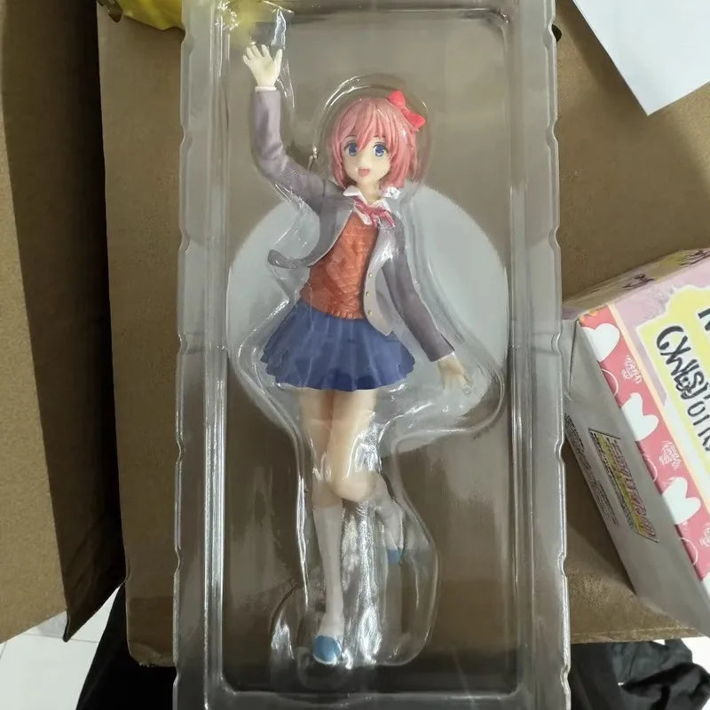 18cm Anime Merchandise Heartbeat Literature Club Sayori Figure Standing Beautiful Girl Birthday Gift Display Model