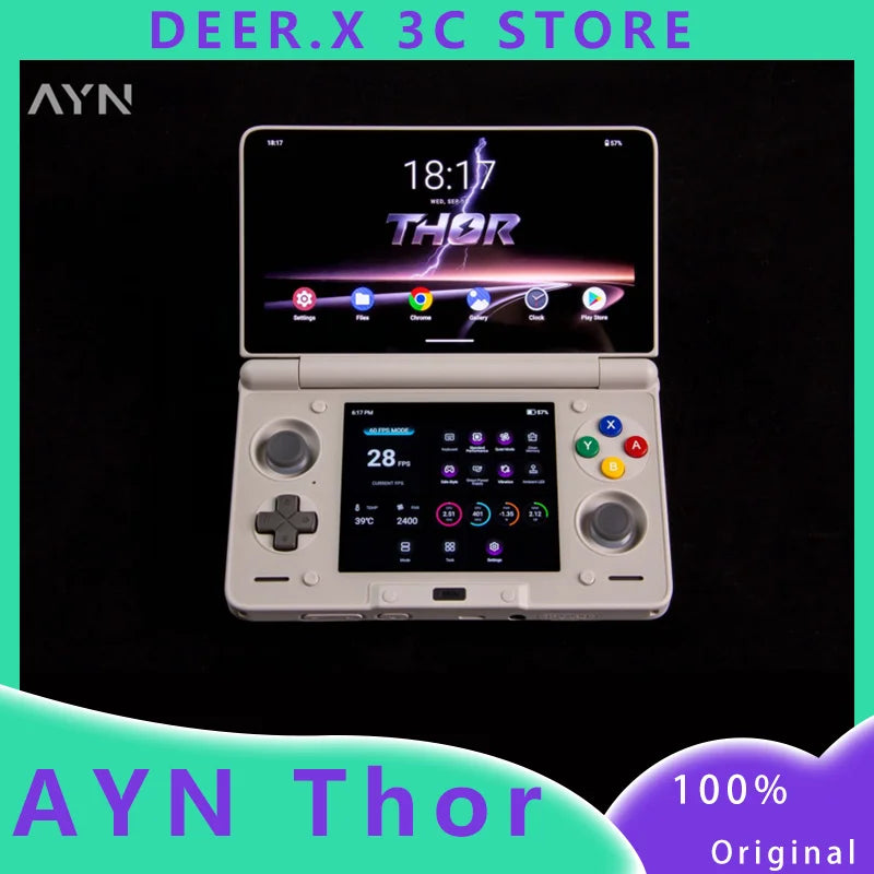 Original AYN Thor 6'' OLED Dual Screen Gaming Handheld Qualcomm Snapdragon CPU Android13 6000mAh Battery Hall Stick Game Console