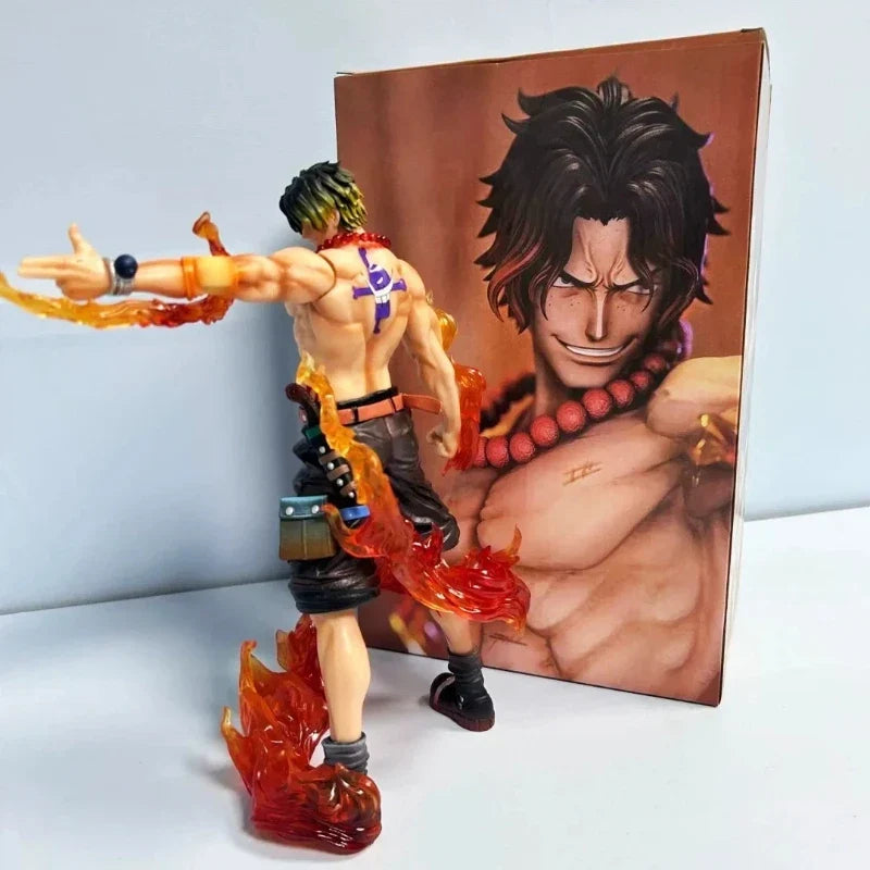 One Piece Flame Ace 25cm Action Figure Standing Pose Scene Model Exquisite Statue Ornament Toy Collectible Gift For Anime Fans