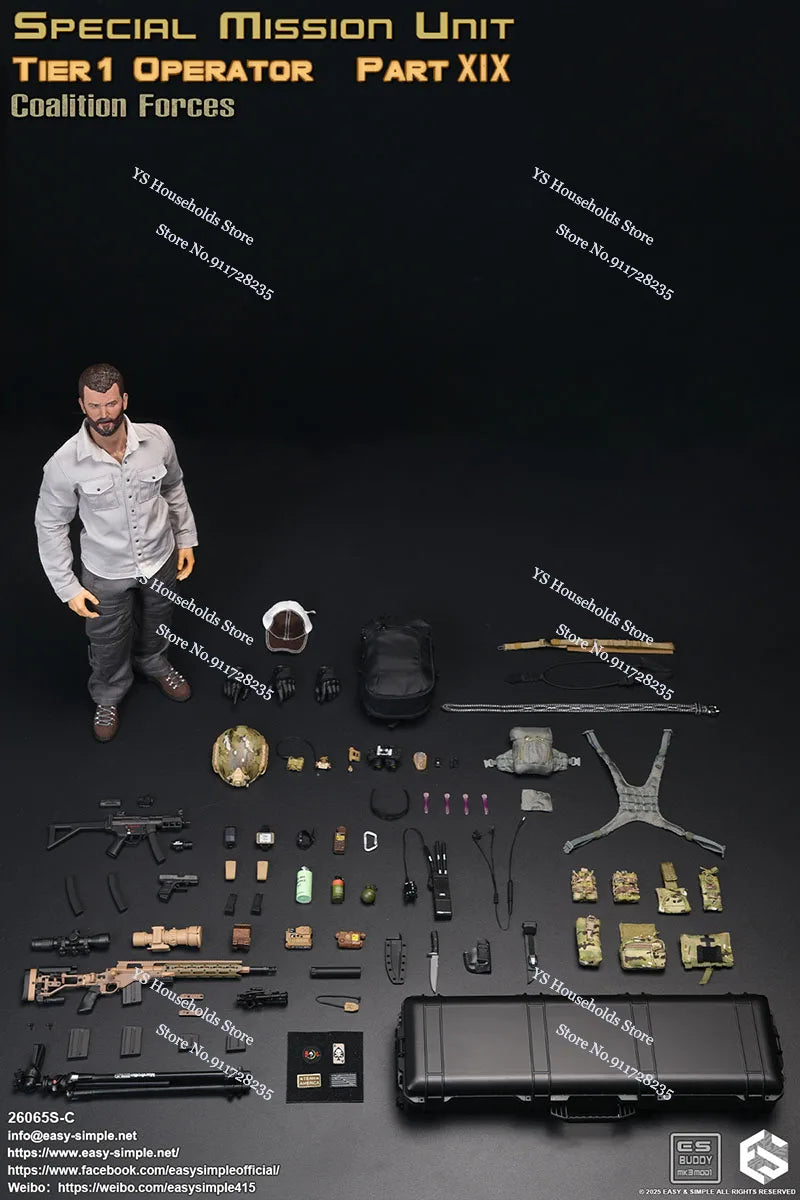 Easy&Simple ES 26065S-C-S CAG 1/6 Special Mission Unit Coalition Forces Cloth Action Figure Weapon Model Ornament 12" Soldier