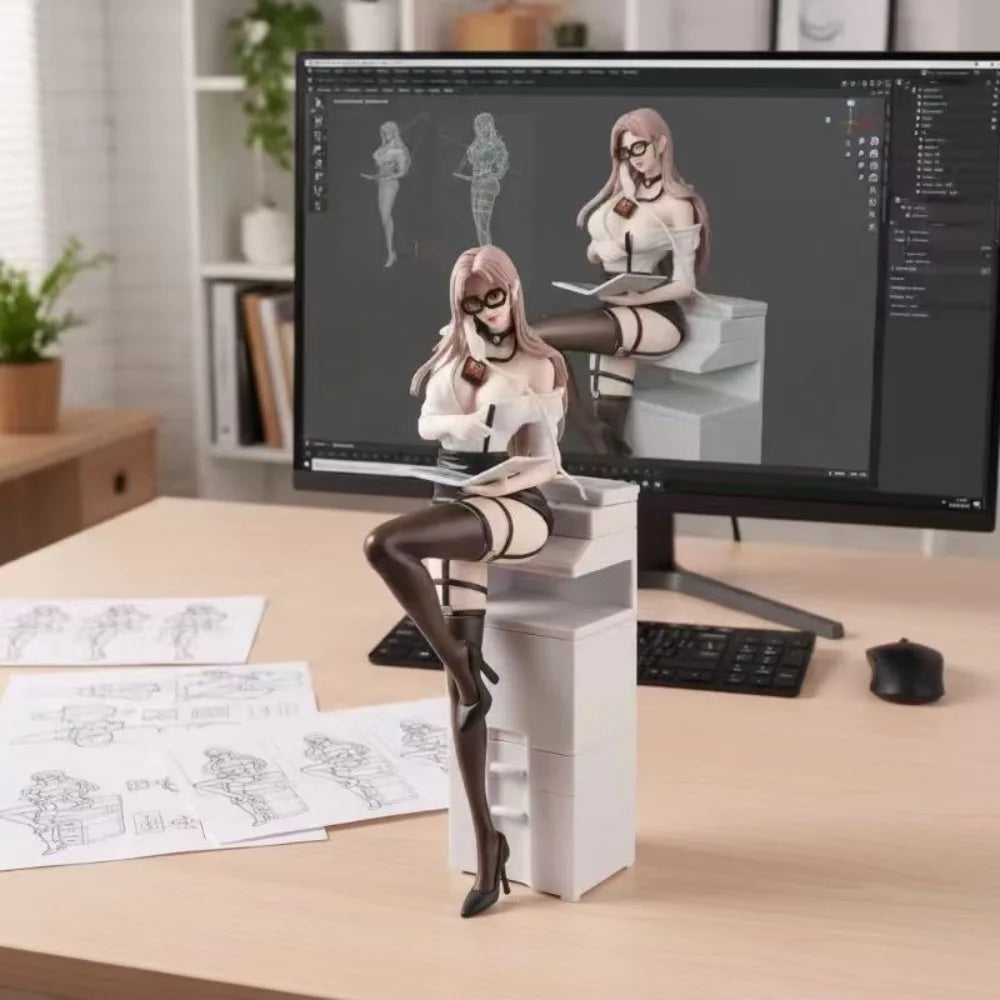 Anime Stuffed Pretty Girl AI Private Female Secretary Bunny Girl Second Round Uniform Series Desktop Case Model Ornament