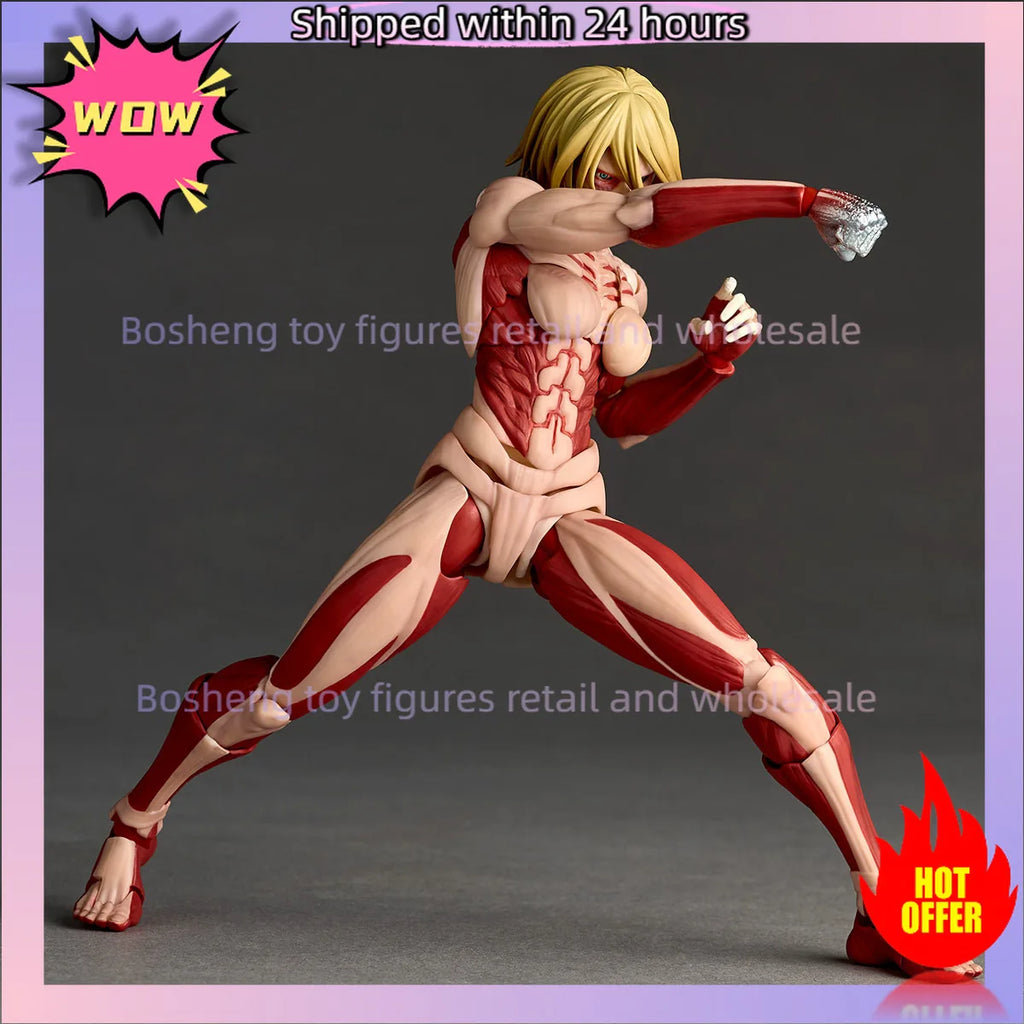Original Kaiyodo Attack on Titan Amazing Yamaguchi Revoltech NR068 Female Titan Annie Leonhart In Stock Figures Model Toys