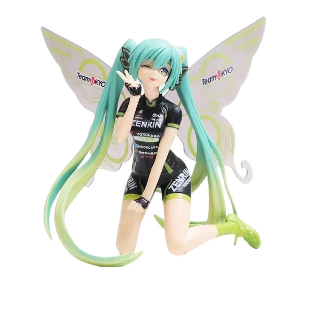 Anime Figure 12Cm Hatsune Miku Action Figures Kawaii Racing Butterfly Hatsune PVC Collectible Model Toys Girl Gift