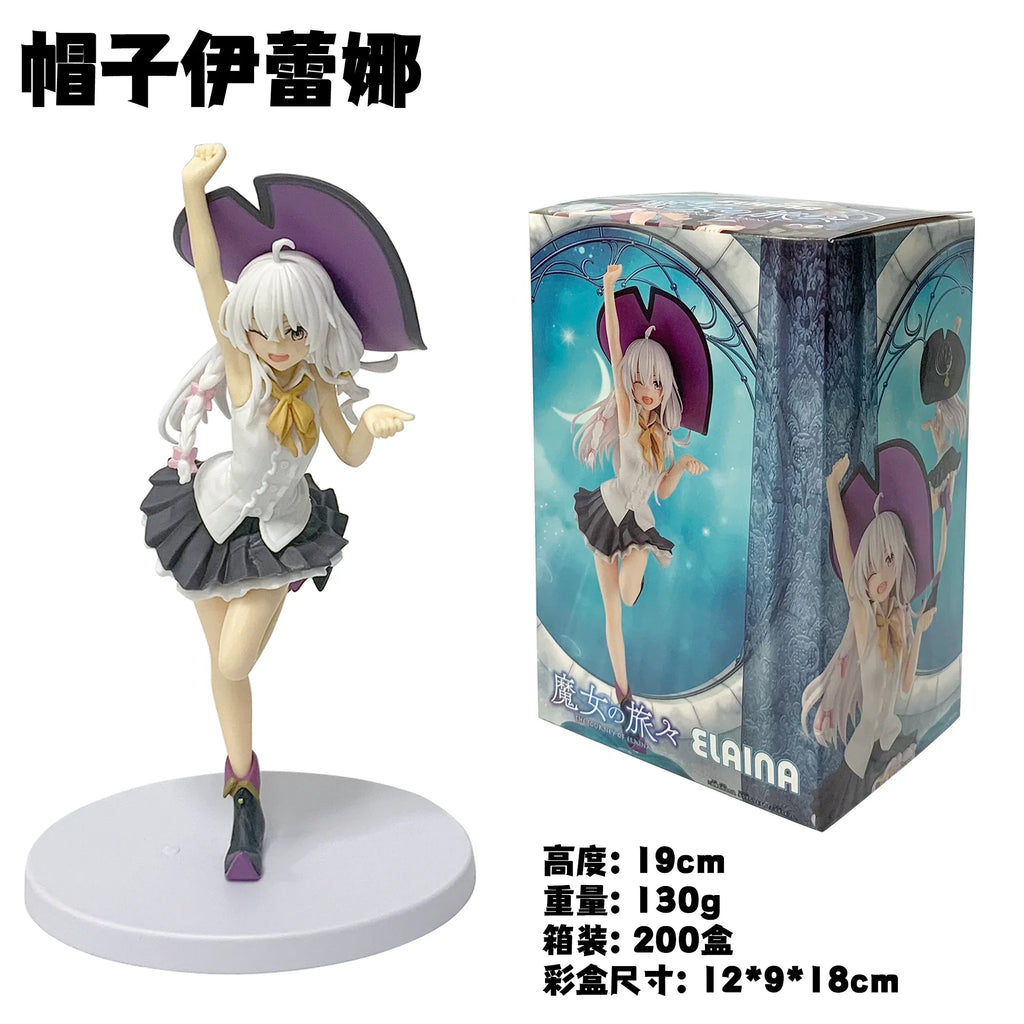 19CM Anime Wandering Witch: The Journey of Elaina Figure Ilyina Standing Model Toy Wearing Hat Gift Collection Decorative PVC