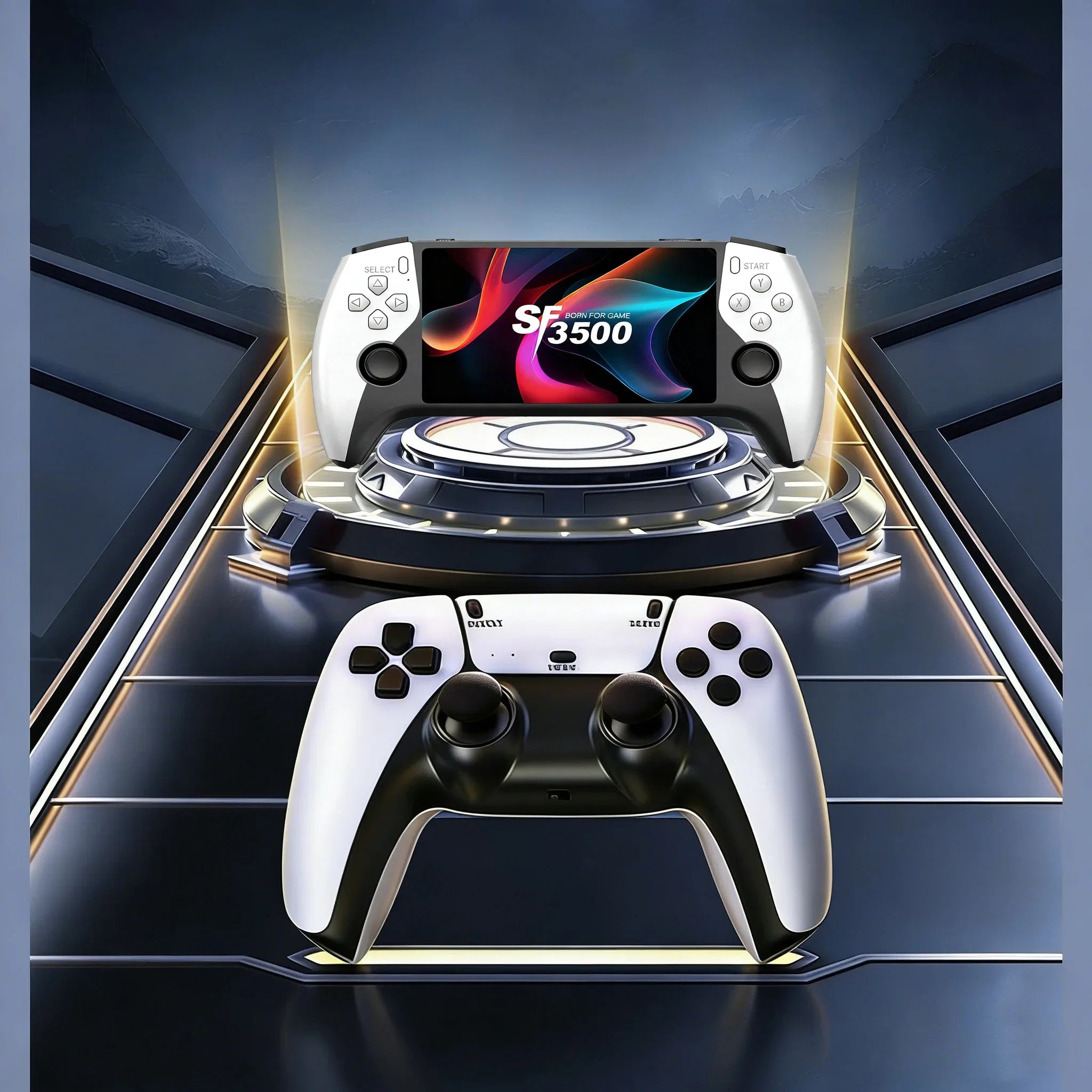 2 in1 Multi-Functional Retro Wireless Game Controller&Handheld Console SF3500Pro,5-inch IPS Screen with Dual Core CPU,FHD Cable