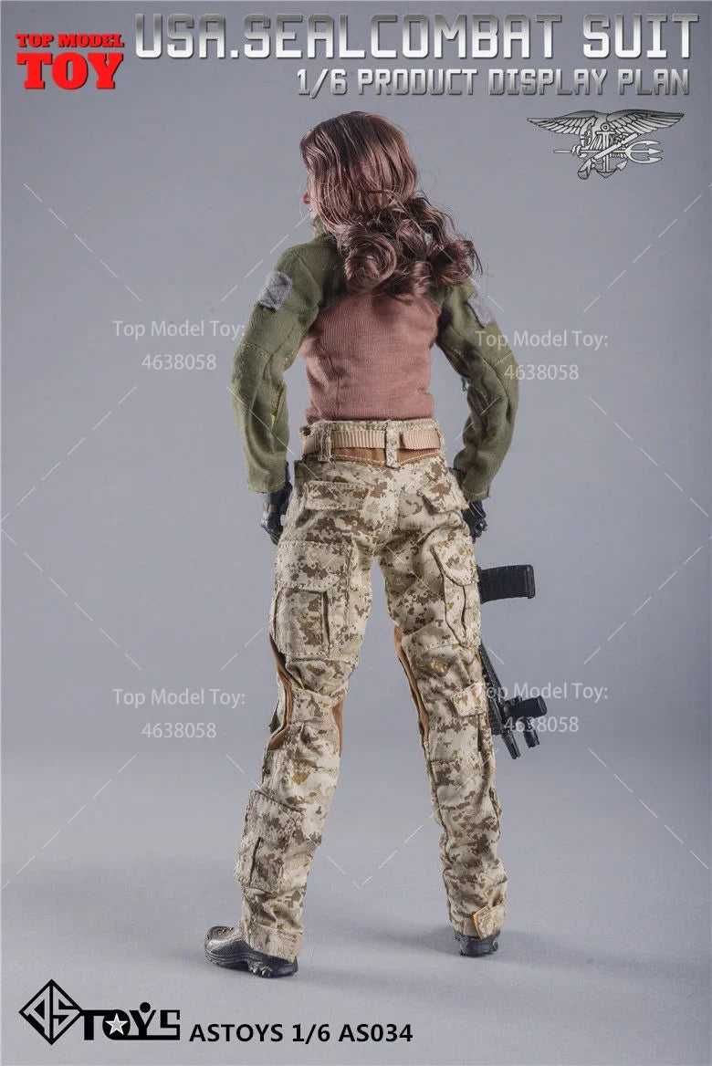 ASTOYS AS034 1/6 Scale U.S. Navy Camouflage Combat Uniform Suit Clothes Model Fit 12" Female Soldier Action Figure Body Dolls