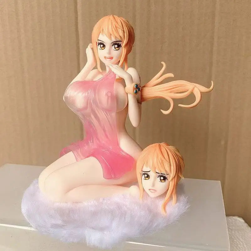 15cm One Piece Nami Bathrobe Double headed Beautiful Girl Anime Handmade Action Figures Desktop Case Decoration Ornament Gift