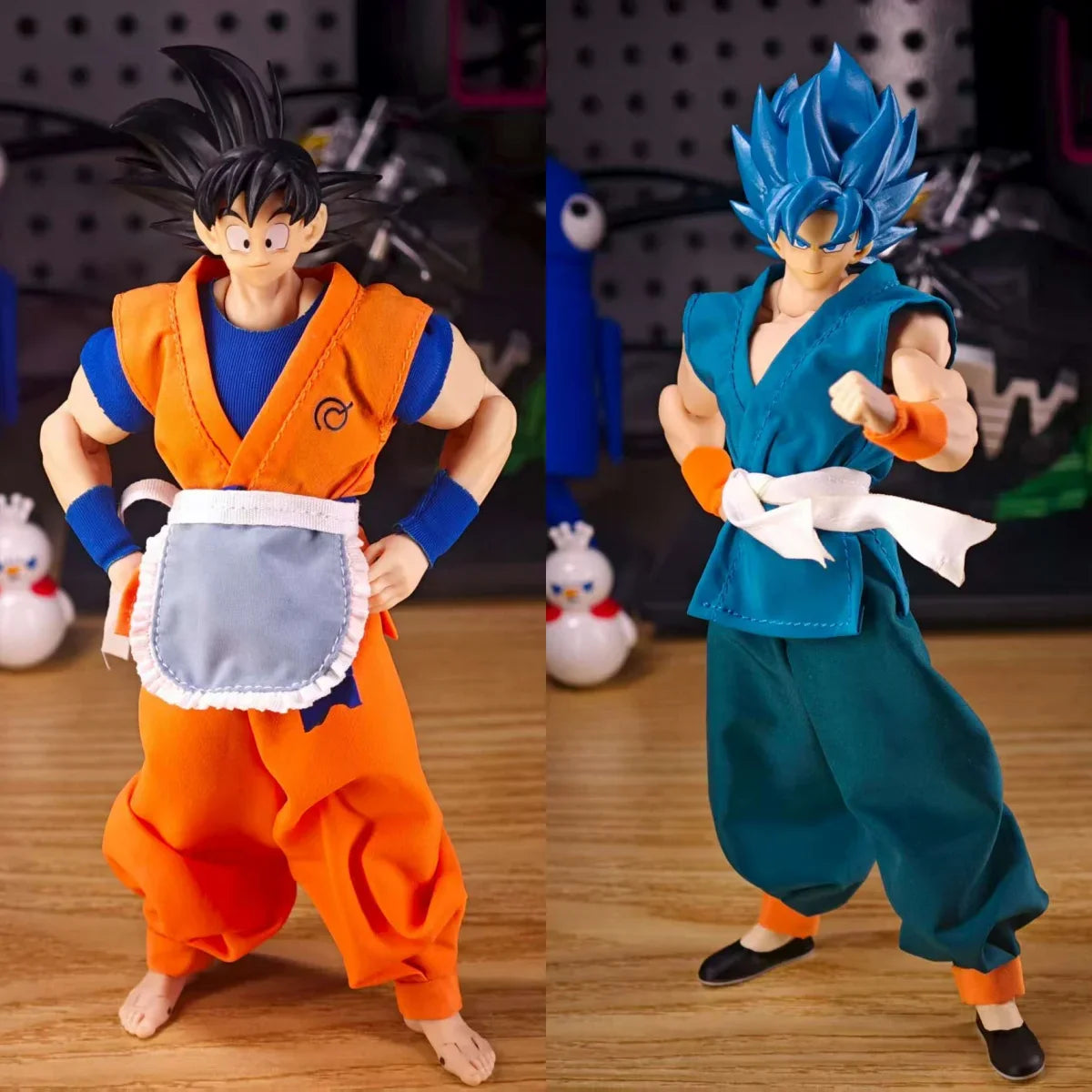 In Stock New Dragon Ball Shf Series Figures Son Goku Daoist Robe Orange Blue Uniforms Training Suit Clothes Accessories Toys