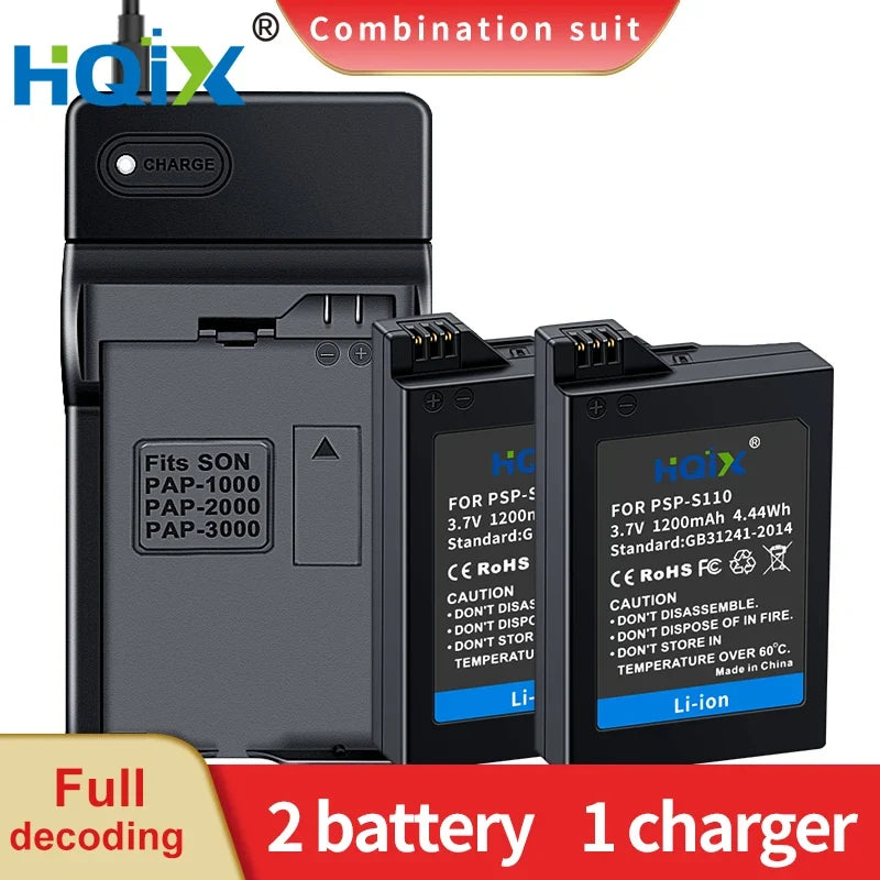 HQIX for Sony PSP-2006 2007 2008 3000 3001 3002 3003 3004 3005 3007 3008 3006 Game Console PSP-S110 Charger Battery