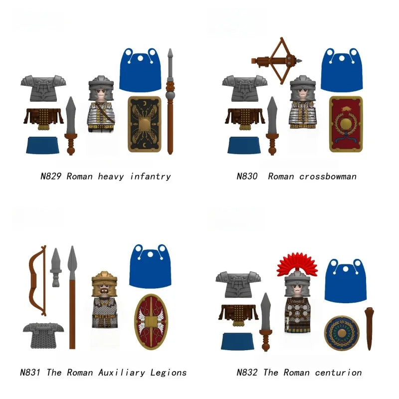 1PCS Medieval Military Rome War Action Figures Army Figures Building Blocks Helmet Weapons Accessories Kids for Toys Gifts