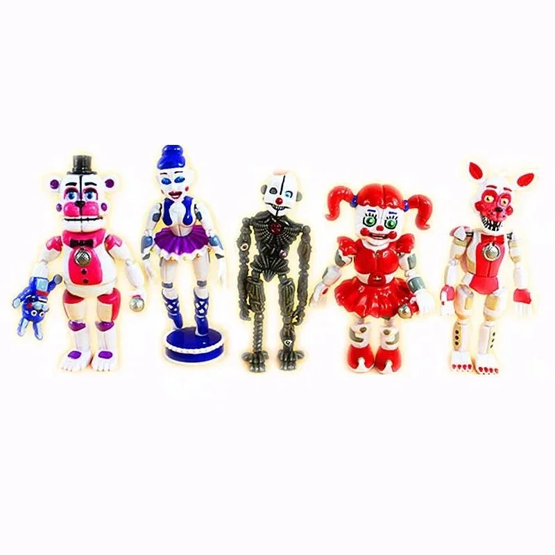 5 Pcs/Set Midnight Toy Bear Game Funtime Foxy Sister Location Horror Doll Lightening Movable Joint Toys