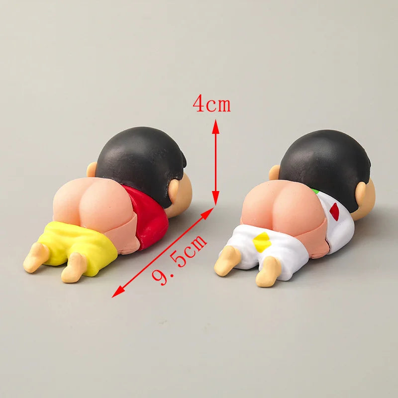 2pcs/set Anime Q Version Crayon Shin-chan Soft Buttocks Take Off Your Pants PVC Figure Toys Kids Toys Gifts Car DIY 4cm