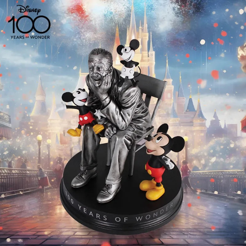Disney Original Garage Kit Micky Maus Das 100. Jubiläumsornament von Walt und Micky Anime Figuren Spielzeug für Jungen Geschenkmodell