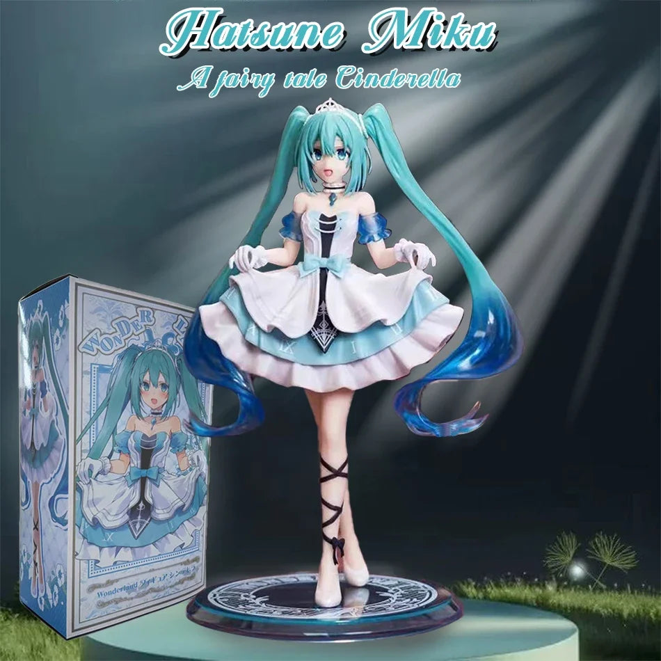 Anime Hatsune Miku 19cm Cinderella Fairy Tale Wonderland Figure, a gift for girls, an anime model ornament.