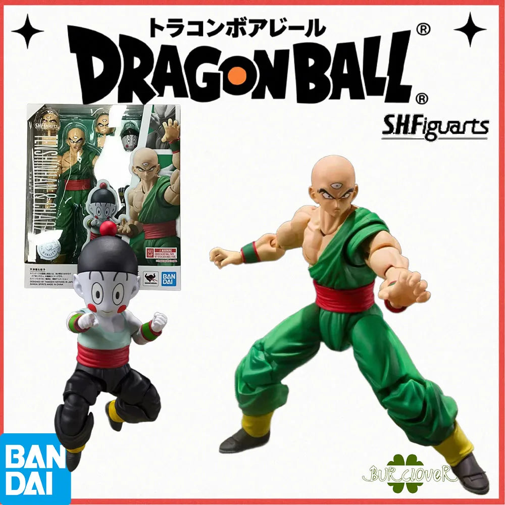 100% Authentic In Stock Genuine Bandai S.H.Figuarts Dragon Ball Tien Shinhan & Chiaotzu Anime Action Figure Collection Model Toy