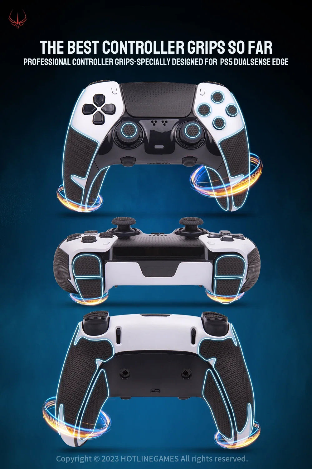 HOTLINE GAMES 2.0 Plus Controller Grip Tape Compatible With Playstation5 DualSense Edge Handle,Non-Slip,Sweat-Absorbent Stickers