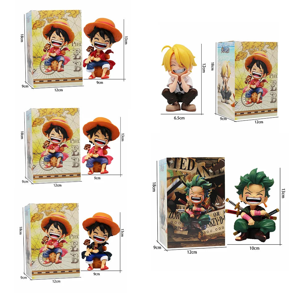 One Piece Handheld Luffy Solon Portgas·D· Ace Sitting Yamato versión Q juego de moda dibujos animados Anime coche ornamento rega