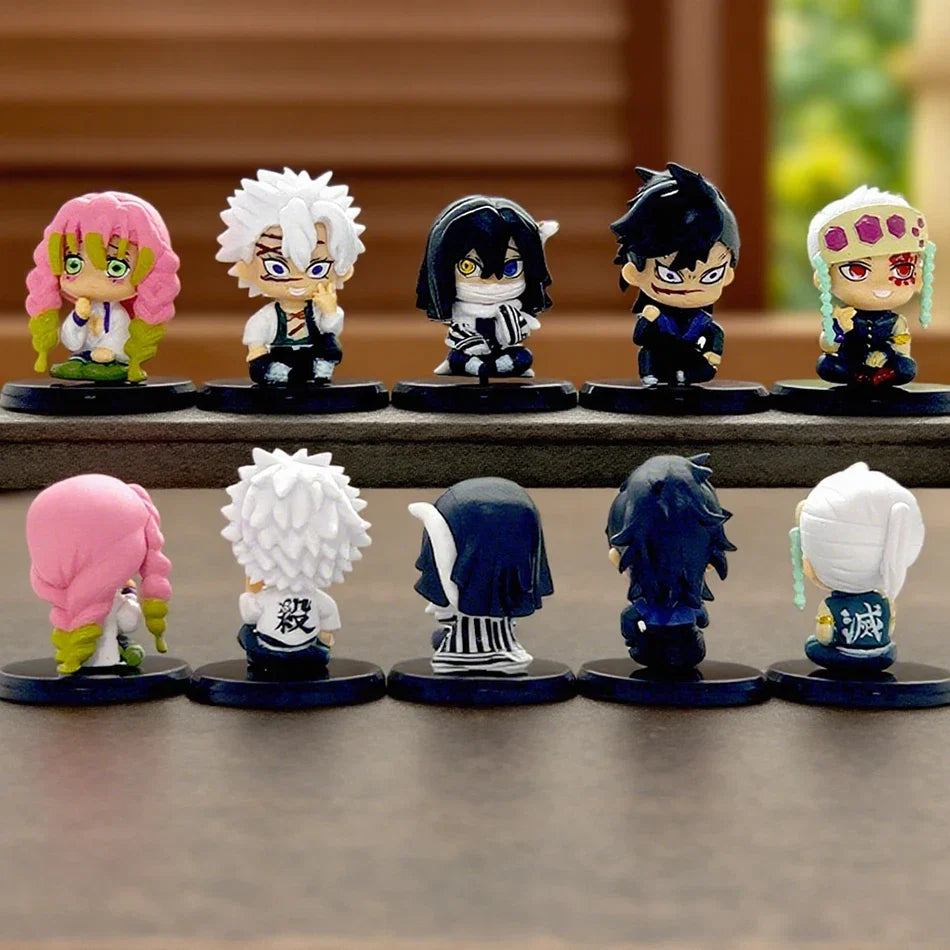 2025 Demon Slayer Q Version Figure Toy  Kimetsu No Yaiba - Sitting Tanjiro Inosuke Zenroz PVC Model Doll Anime Collectible Gifts