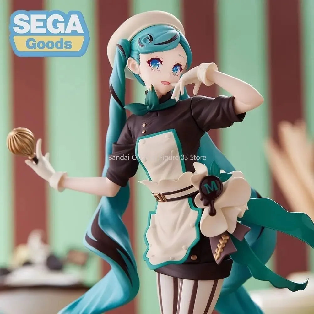Original SEGA Vocaloid Anime Figures Hatsune Miku Dark Chocolate Pastry Chef Collectible Model Dolls Toys Gifts for Kids Girls