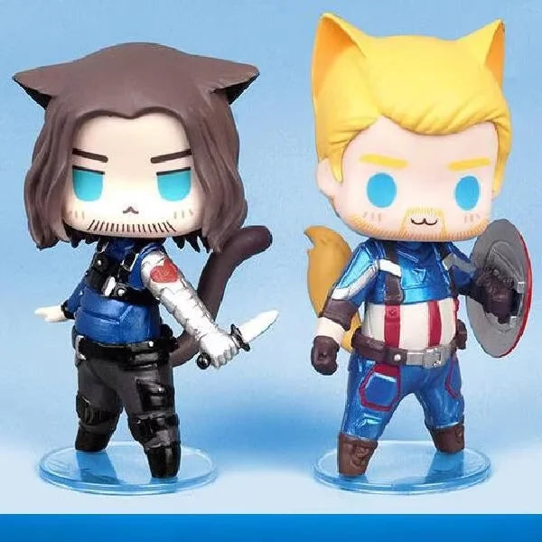 The Avengers Captain Q Edition Figure America Winter Soldier Spiderman Figure Handmade Desktop Ornament Creative Collectible Toy
