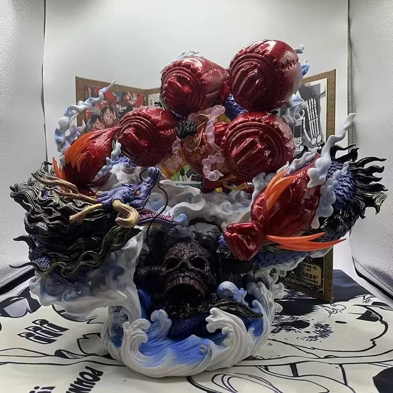 New Gk And The Kingdom Fight Four Levels Luffy Vs Kaido Action Figure Statue Scene Collection Model Toy Ornament  Model Toy