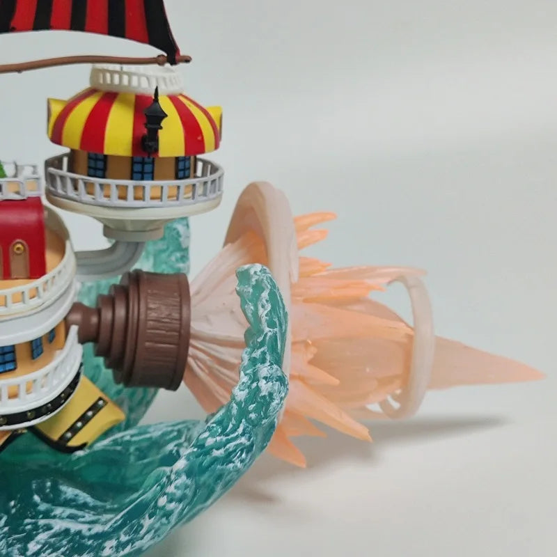 One Piece GK Thousand Sunny Pirate Ship Model Dual Mast Sailing Vessel with Wave Base Scene Boxed Collectible Figure Gift