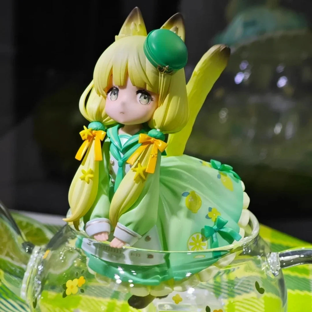 Genuine Ribose Star Tea Party Cat Lemon Cat Teapot Meow Action Figure Model Toy Desktop Collection Ornament Toy