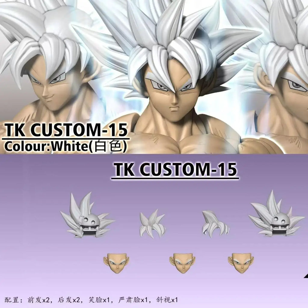 TK CUSTOM Son Goku Head Sculpt Dragon Ball Ultra Instinct Goku Head Accessories Anime Action Figure Figurine Model Toys Gifts