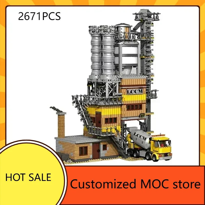 Concrete Mix Plant Hot City MOC streetview Model Puzzles Architecture DIY Creative Birthday Assembly Toys Christmas Gift for Age